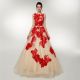 Red Flower Heavy Industry Sequin Banquet Party Long Dress